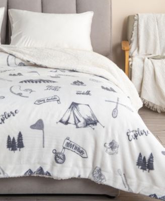 Бархатно-плюшевое двустороннее одеяло Linery & Co. Sherpa Lodge с принтом 