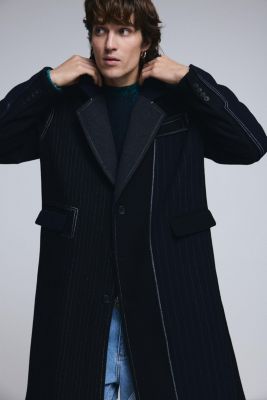 Мужское длинное шерстяное пальто Desigual в полоску