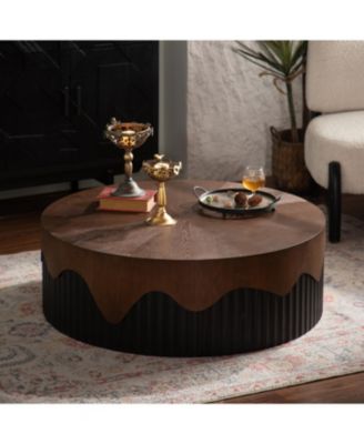 Круглый журнальный столик Streamdale Furniture 39" - Рельефная подставка ручной работы