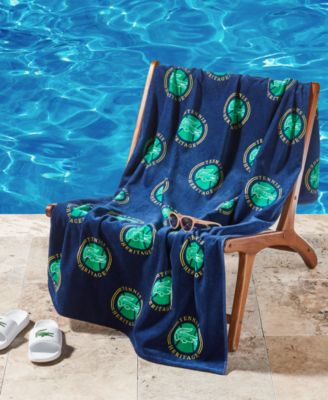 Пляжное полотенце Lacoste All-Over Badges из хлопка, 36 x 72 дюйма