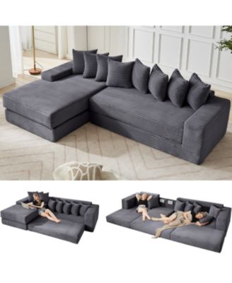 Streamdale Furniture Диван-кровать с Г-образным спальным местом Oversize Cloud Couch, 8 подушек, вельвет
