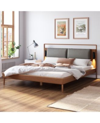 Кожаная кровать Streamdale Furniture с 2 ночниками
