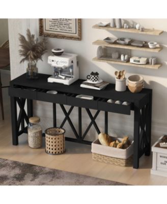 Консольный стол Streamdale Furniture 60" Acacia - Дизайн крест-накрест и 4 выдвижных ящика