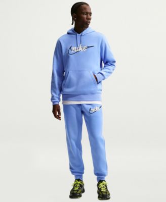 Мужская толстовка свободного кроя с вышитым логотипом Nike синего цвета