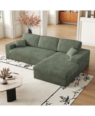 Современный вельветовый модульный диван Streamdale Furniture, кресло-реклайнер, Г-образный диван 2 в 1 с подушками