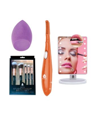 Коллекция PURSONIC Beauty Collection: Бигуди с подогревом, зеркало со светодиодной подсветкой, губка для блендера и набор кистей черного цвета