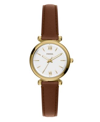 Женские часы Carlie Fossil из коричневой кожи с тремя стрелками, 28 мм