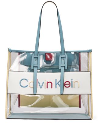 Современная большая сумка-тоут Calvin Klein Voyager синего цвета