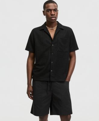 Мужская рубашка свободного кроя из букле с коротким рукавом Mode of One, эксклюзивный черный цвет Macy's