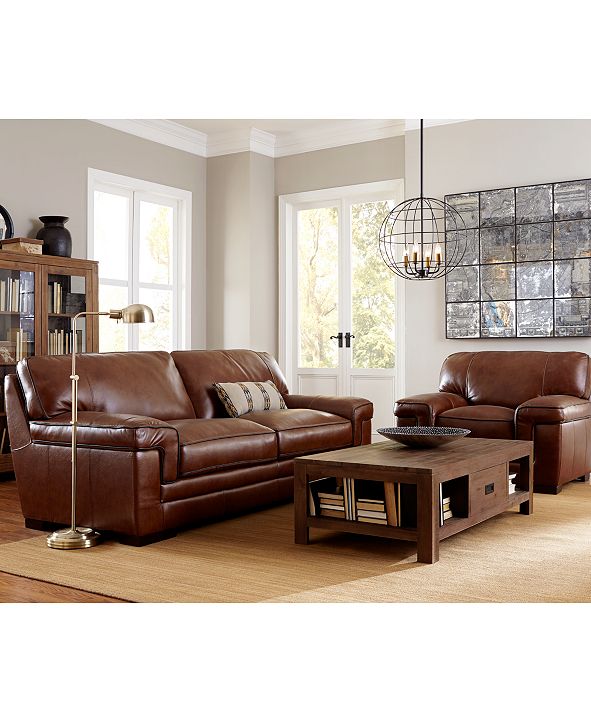 Furniture Myars 91" Leather Sofa & Reviews Furniture