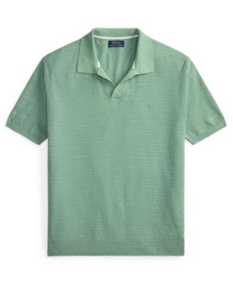 Мужской текстурированный свитер-поло Polo Ralph Lauren с коротким рукавом зеленого цвета