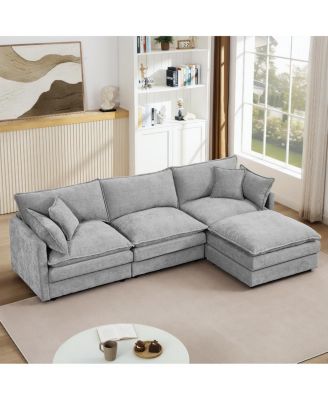 Модульный секционный диван Streamdale Furniture, 102" Г-образный диванный гарнитур, 3-местный диван Cloud с пуфиком