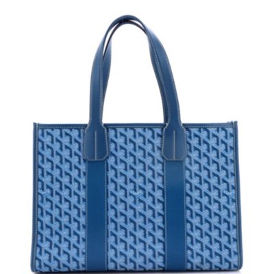Подержанная сумка Goyard PM Villette Tote из холста синего цвета