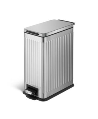 Кухонное мусорное ведро Home Zone Living объемом 4 галлона из нержавеющей стали с узором в виде тростника, ступенчатой педалью и мягко закрывающейся крышкой