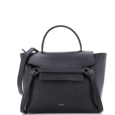 Бывшая в употреблении поясная сумка Celine Micro из текстурированной кожи черного цвета