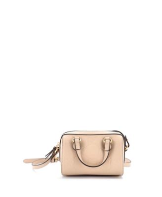 Бывшая в употреблении сумка Gucci Mini с откидной верхней ручкой Jumbo GG из тисненой кожи коричневого / бежевого цвета