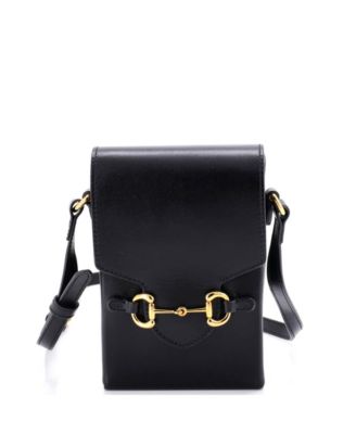 Бывшая в употреблении сумка Gucci Mini Horsebit 1955 через плечо из черной кожи