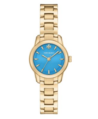 Женские круглые маленькие кварцевые часы Tory Burch The Miller с тремя стрелками из нержавеющей стали, 28-миллиметровое золото