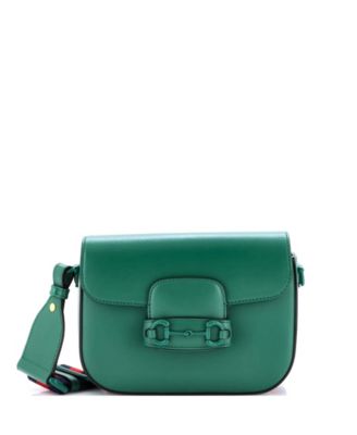Бывшая в употреблении сумка Gucci Mini Horsebit 1955 года выпуска, кожаная, зеленого цвета