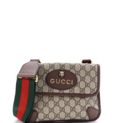 Бывший в употреблении Gucci Small Neo Vintage Flap Messenger GG - Холст с покрытием коричневого цвета