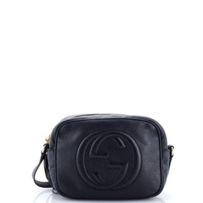Бывшая в употреблении маленькая сумка Gucci Soho Disco Crossbody из кожи синего цвета