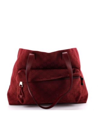 Сумка-тоут GG Canvas красного цвета с большим передним карманом и логотипом Gucci, бывшая в употреблении