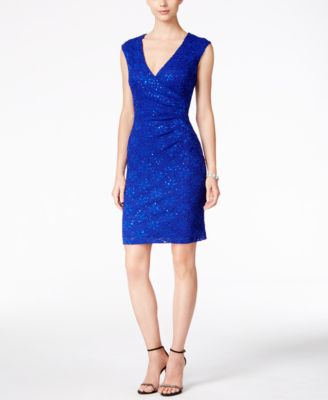 connected sequined lace sheath dress