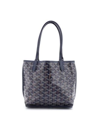 Бывшая в употреблении реверсивная сумка Goyard Mini Anjou из полотна с покрытием синего цвета