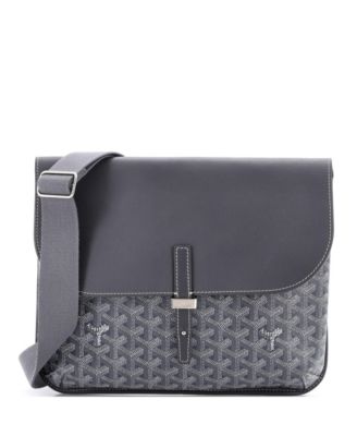 Бывшая в употреблении сумка-мессенджер Goyard Coursier серого цвета из холста и кожи с покрытием
