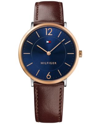 tommy hilfiger brown leather watch