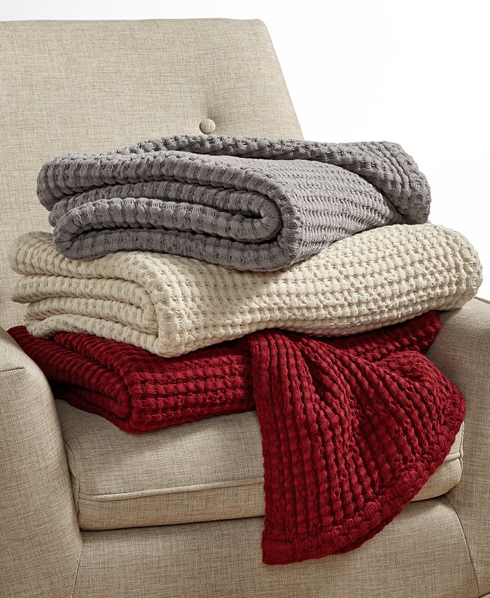 Hotel Collection CLOSEOUT! Waffle Weave Throw, Created for Macy's & Reviews Blankets & Throws