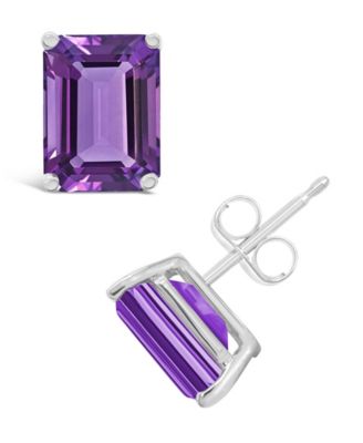 Серьги-гвоздики Macy's с аметистом 3,2 карат, 14K, белые