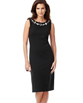 O Oscar Jewel-Trim Sheath Dress