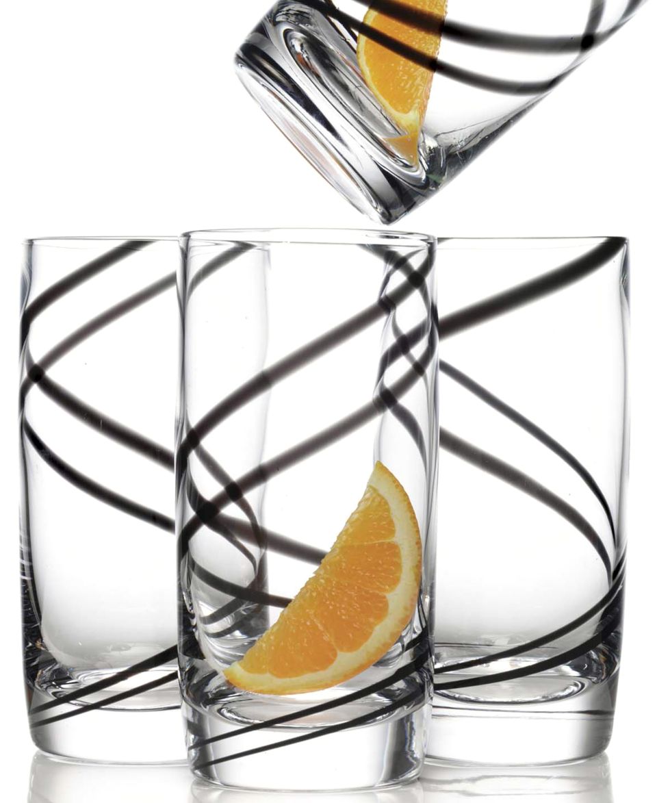 Luigi Bormioli Black Swirl 18 oz Highball Glass, Set of 4