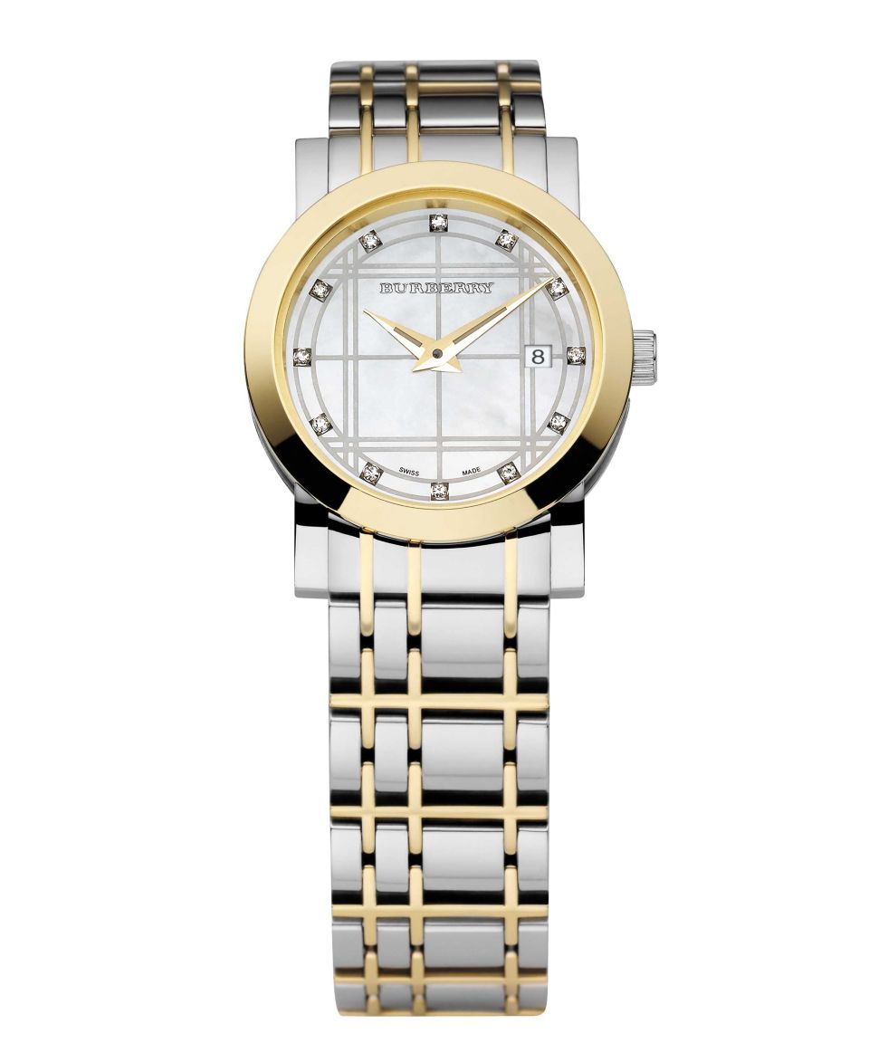 Burberry Womens Swiss Diamond Accent Two Tone Stainless Steel Timepiece   Watches   Jewelry & Watches