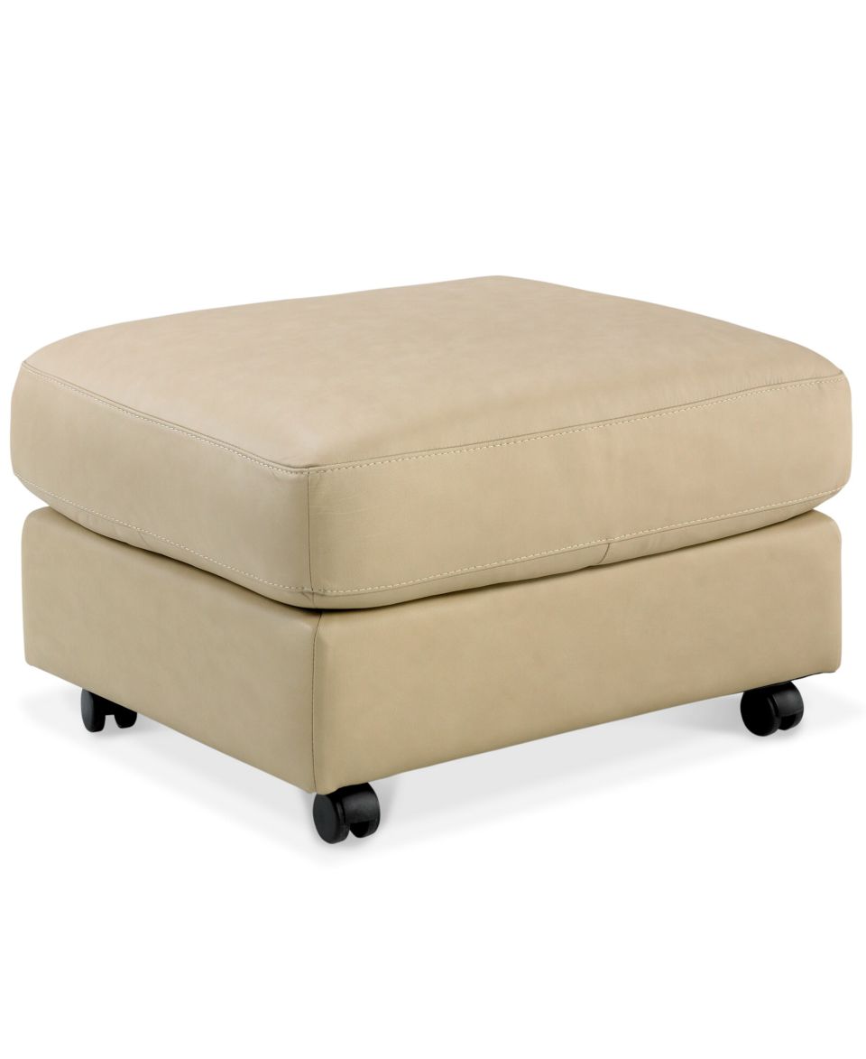 Umbria Leather Ottoman, 25W x 25D x 19H   Furniture