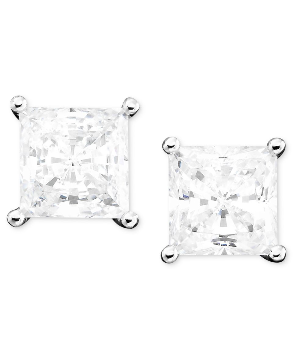 CRISLU Earrings, Platinum over Sterling Silver Cubic Zirconia Princess