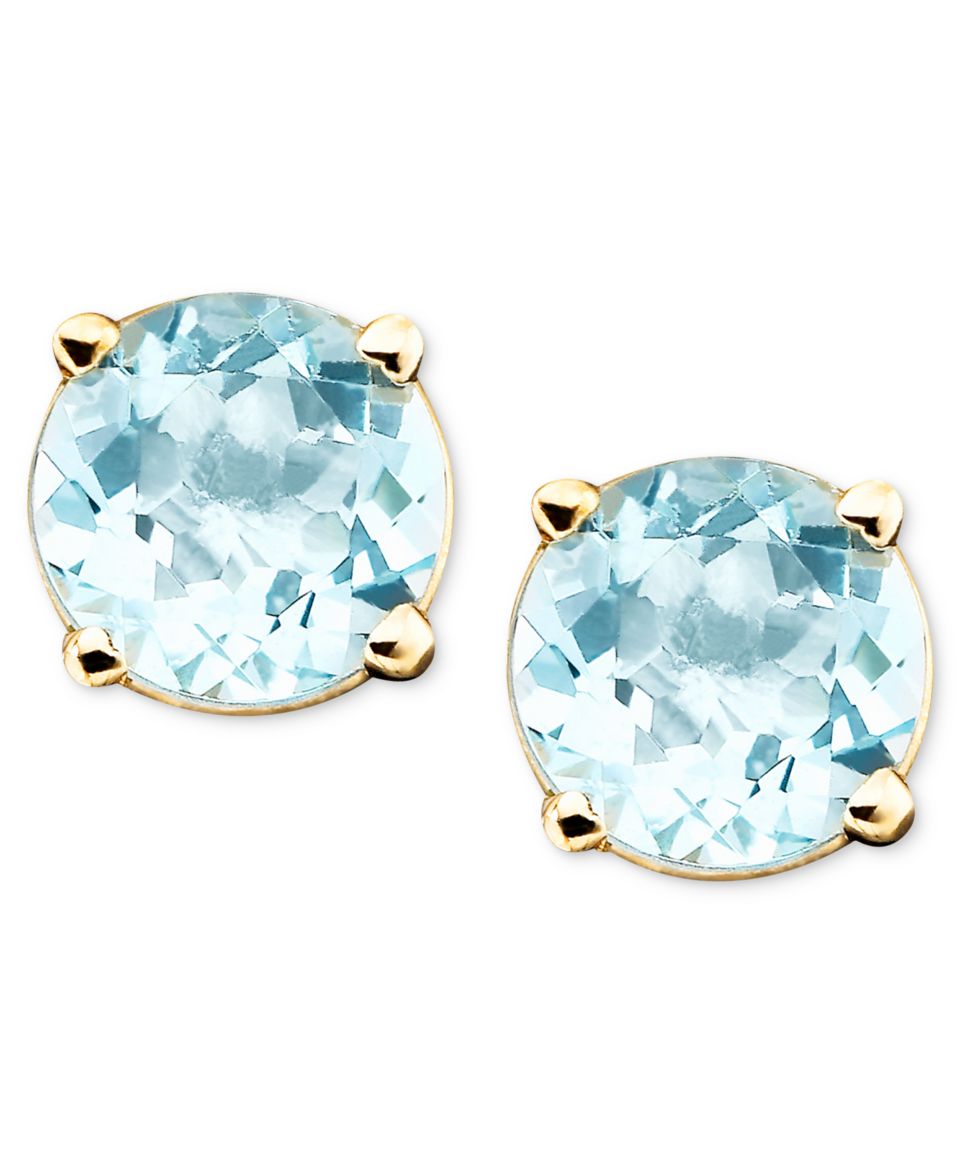 14k Gold Aquamarine Stud Earrings   Earrings   Jewelry & Watches