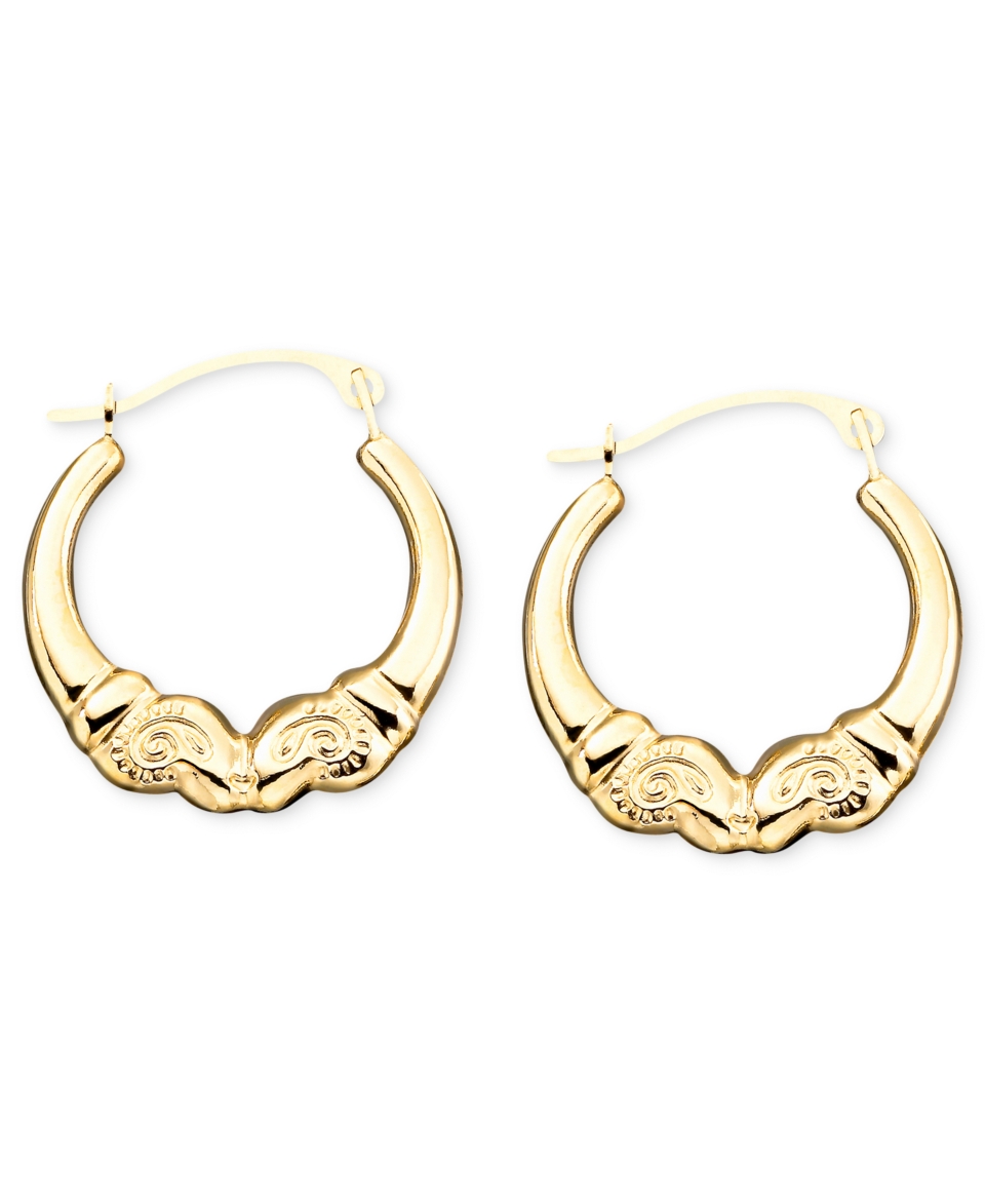 14k Gold Polished Kissing Ram Hoop Earrings   Earrings   Jewelry