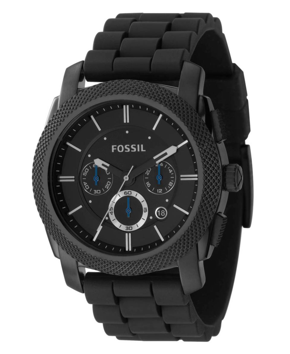 Fossil Watch, Mens Diamond Accent Black Ion Plated Stainless Steel 
