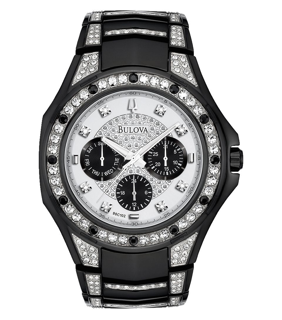 Bulova Watch, Mens Black Stainless Steel Bracelet 98C102
