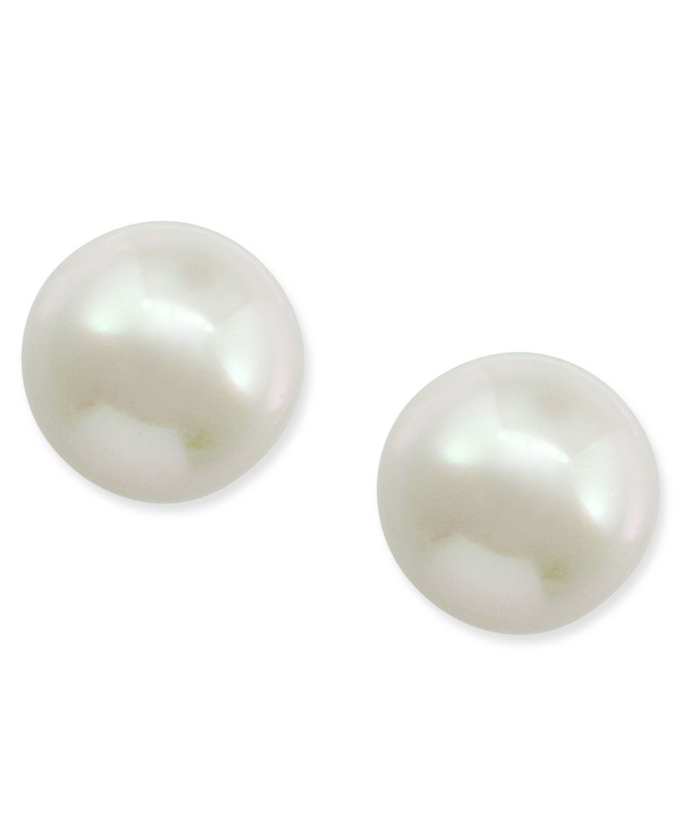 Majorica 14k Gold Earrings, Organic Man Made Pearl Stud   Fashion