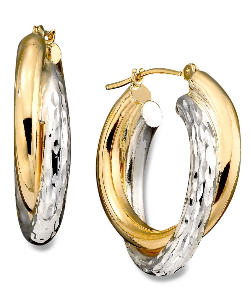 Hoop Earrings, Diamond Accent 14k Gold   Earrings   Jewelry & Watches