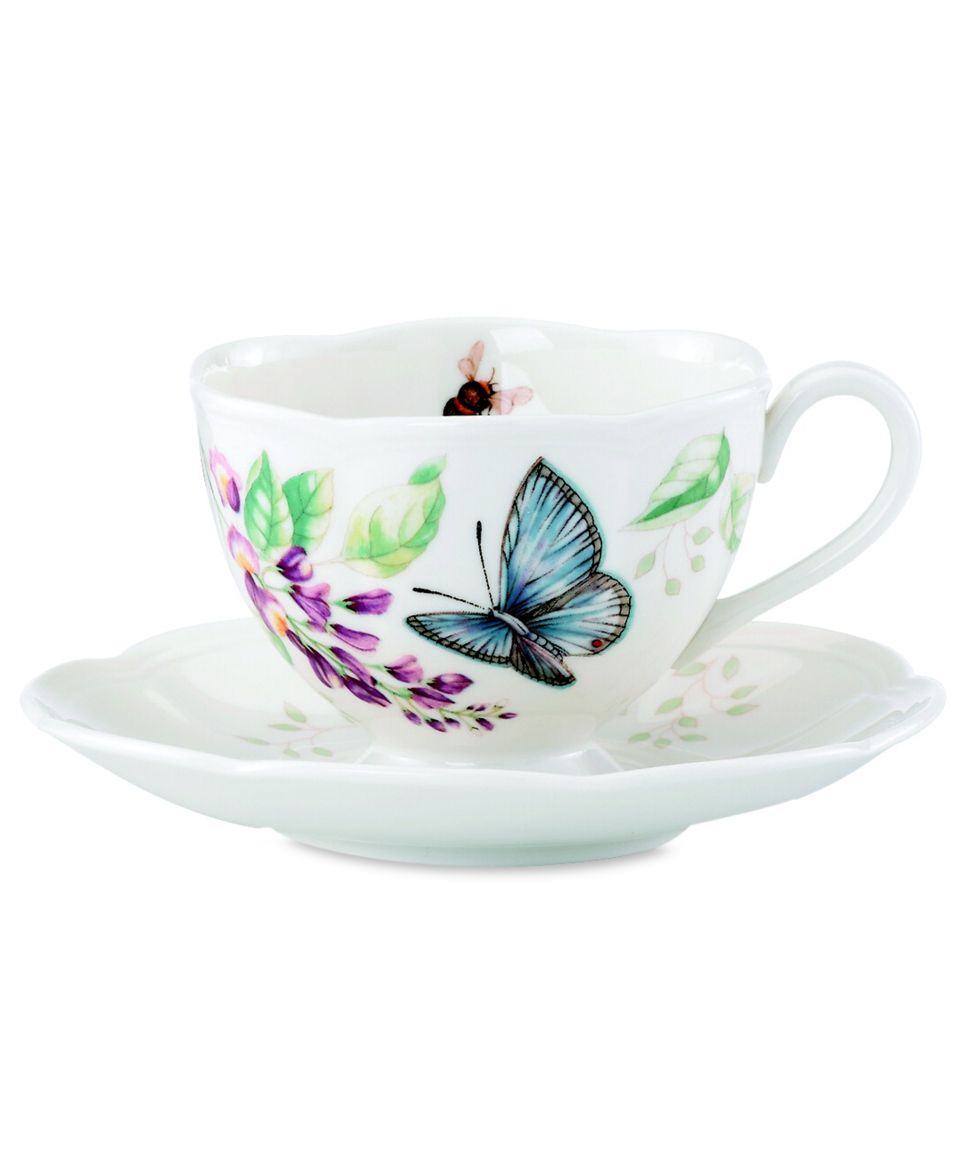 Lenox Dinnerware, Butterfly Meadow Green Figural Cup and Saucer