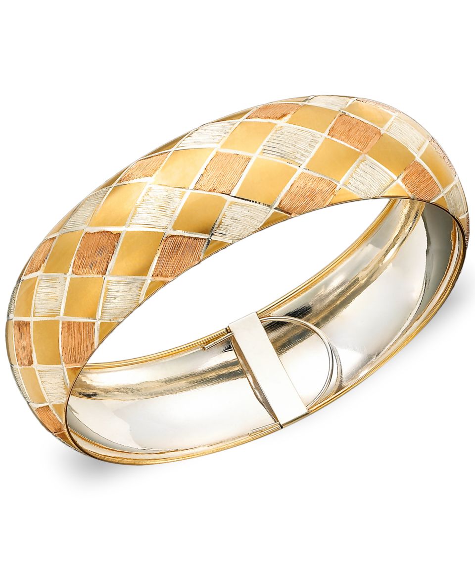 14k Gold over Sterling Silver and Sterling Silver Braclet, Tri Color