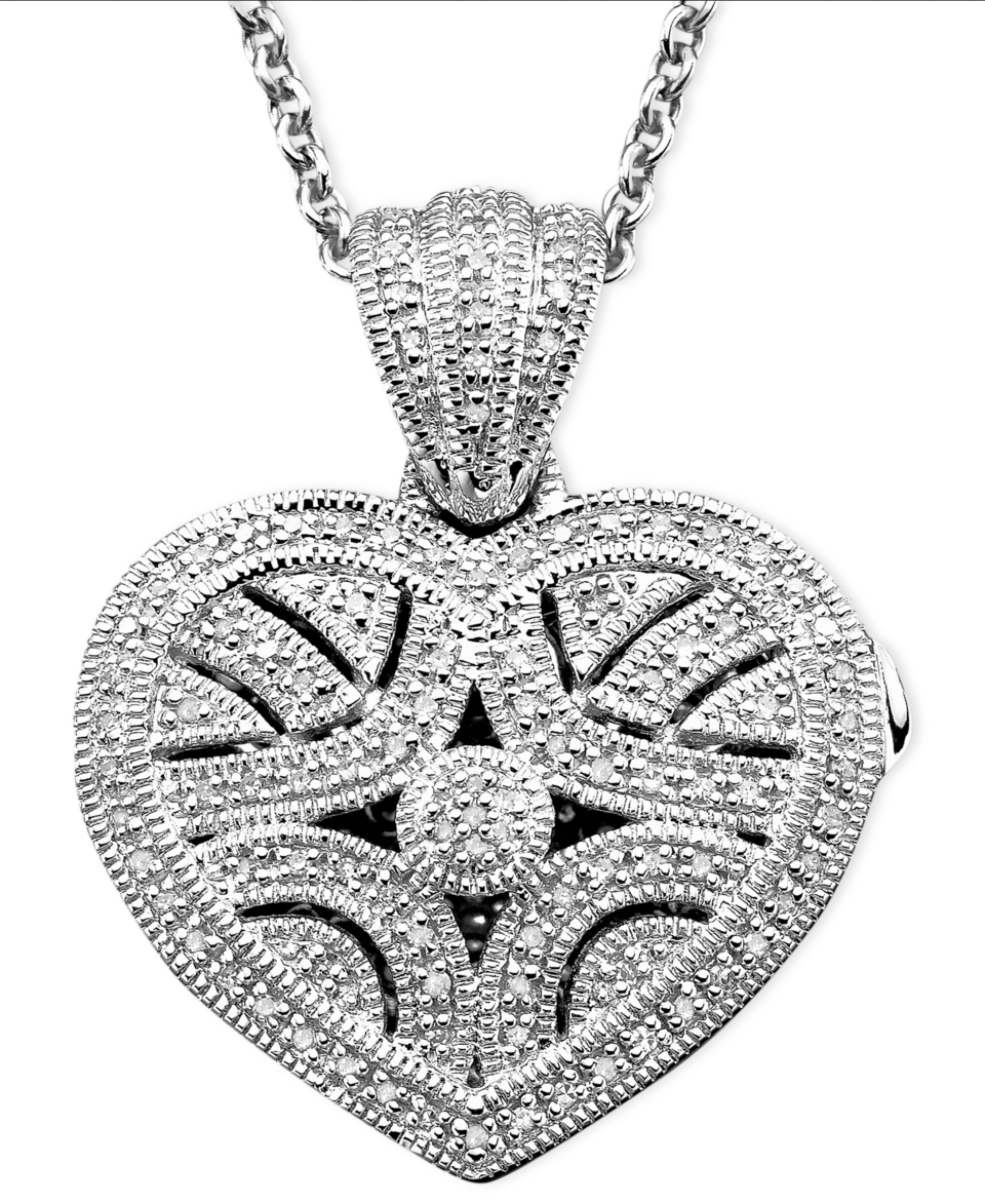 Sterling Silver Pendant, Diamond Heart Locket (1/3 ct. t.w.)   Necklaces   Jewelry & Watches