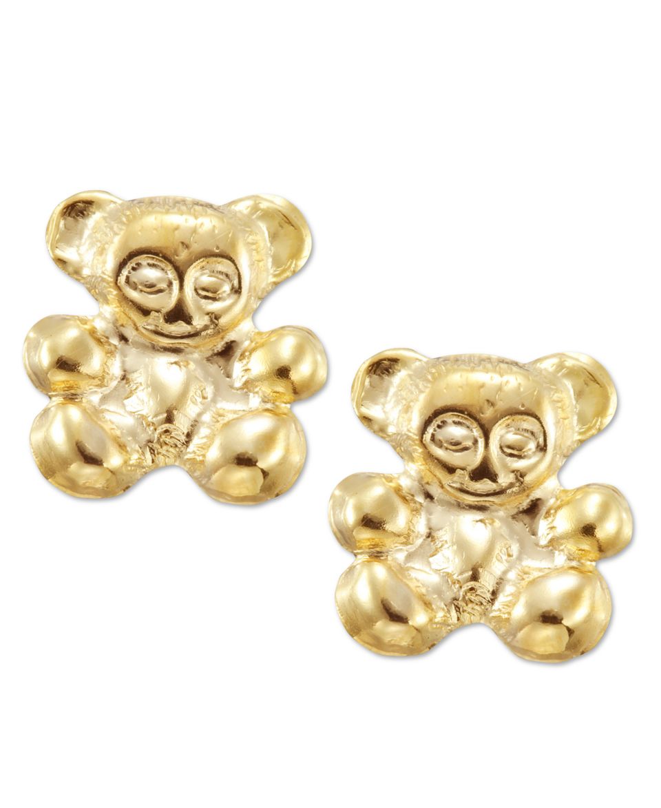Childrens 14k Gold Earrings, Teddy Bear   Earrings   Jewelry & Watches