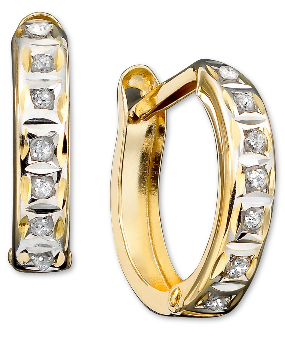 14k Gold Earrings, Diamond Accent Hoop Earrings   Earrings   Jewelry