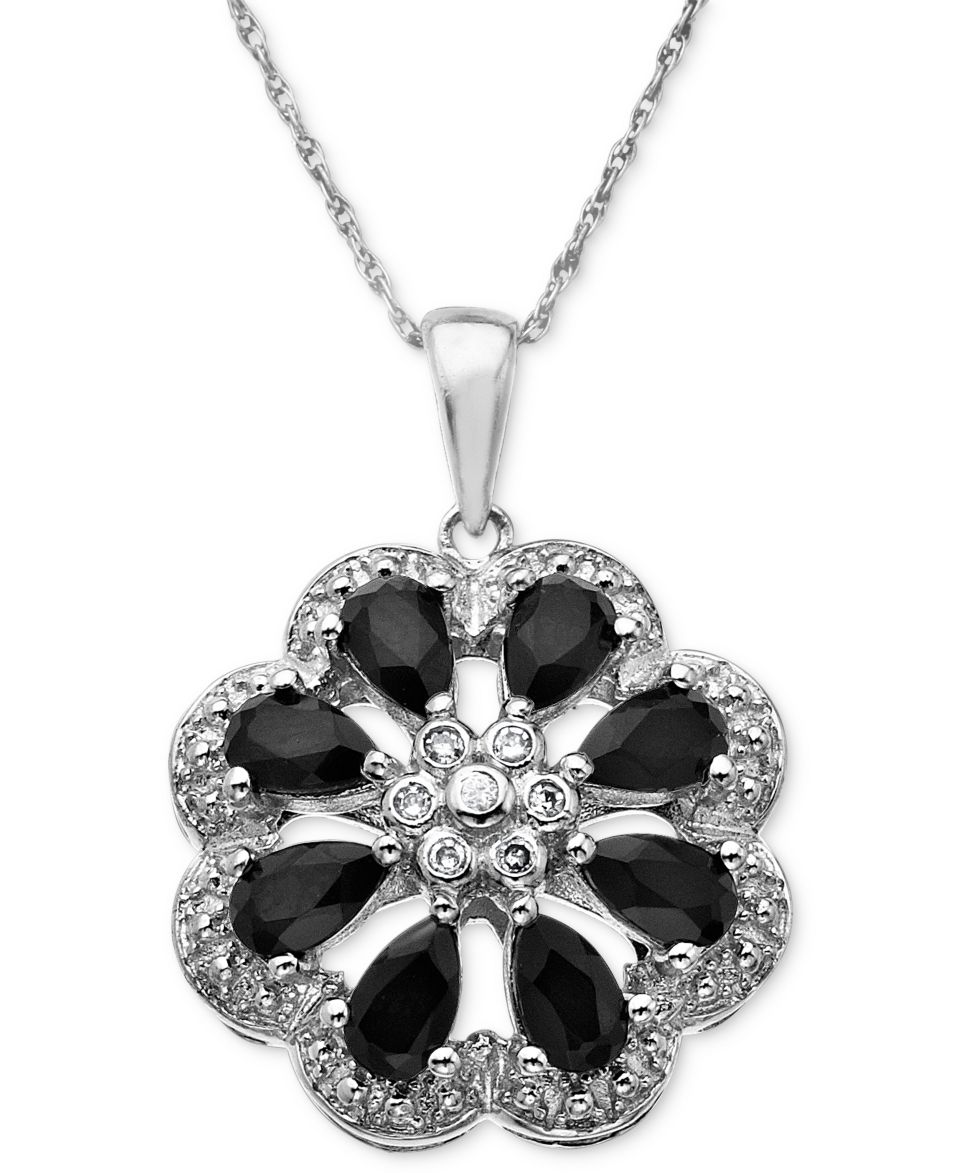 Sterling Silver Jewelry Collection, Onyx and Diamond Accent Flower