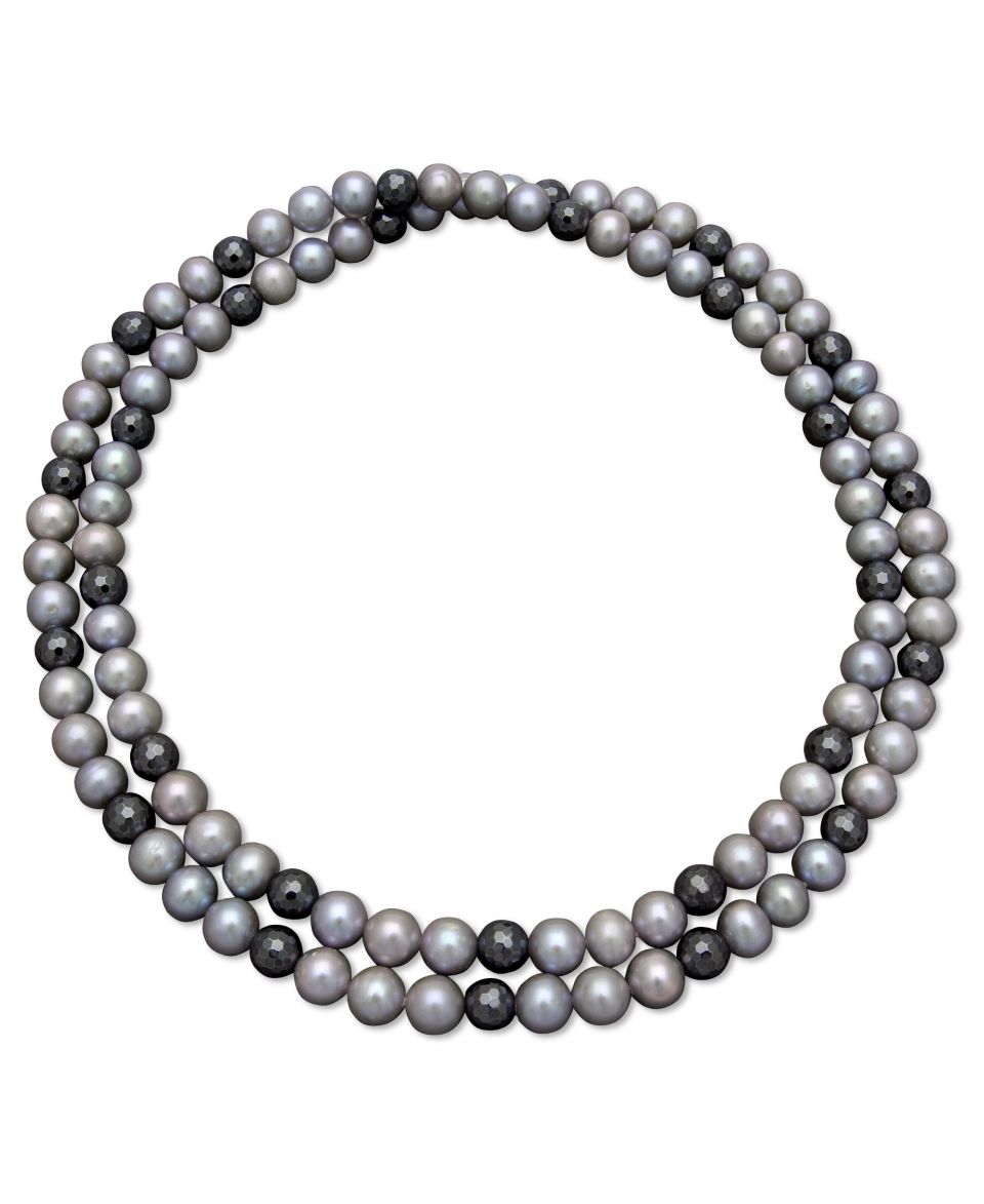 Hematite and Cultured Freshwater Pearl Necklace   Necklaces   Jewelry & Watches